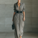 Zahara | Dlouhé plisované šaty s páskem